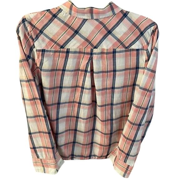 Tommy Hilfiger Pink & Navy Plaid Zip-Up Blouse Size Small - Picture 3 of 6
